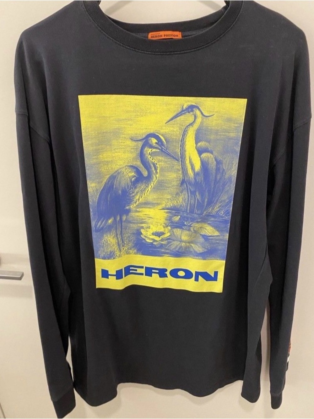 Heron Preston Iconic Crane Audubon Cyrillic Long Sleeve Tee Shirt